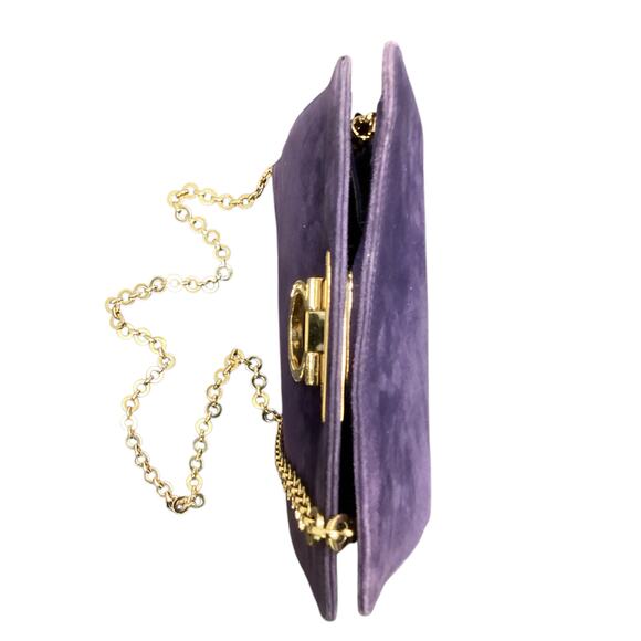 Ferragamo Purse Women’s 1Size SuedeLeather Crossbody GoldChain Purple Beautiful! - Picture 6 of 11